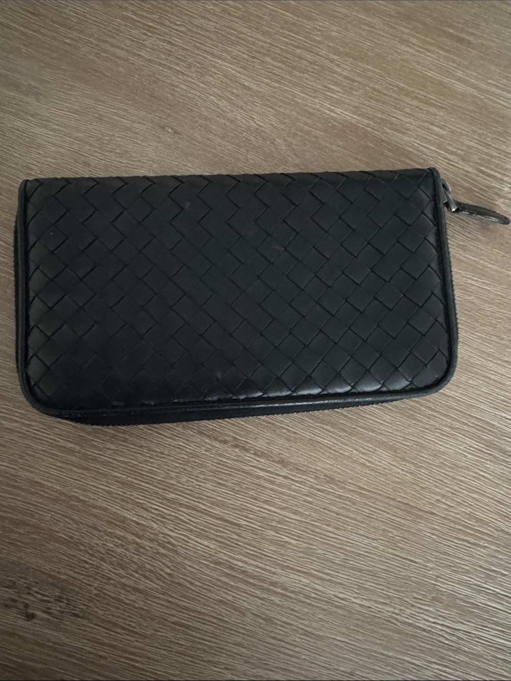 Black Woven Zip-Around Men's Wallet
